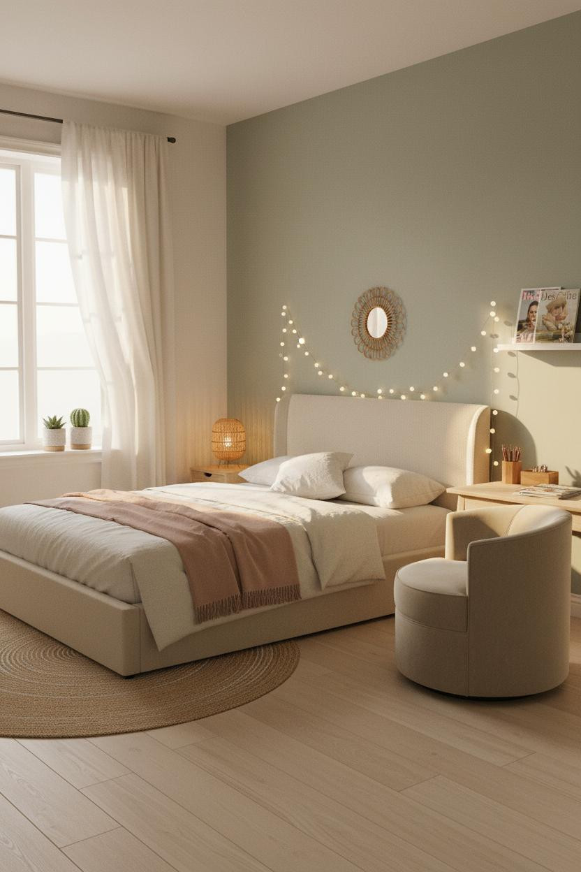 Small Teen Bedroom Scandi Window Light