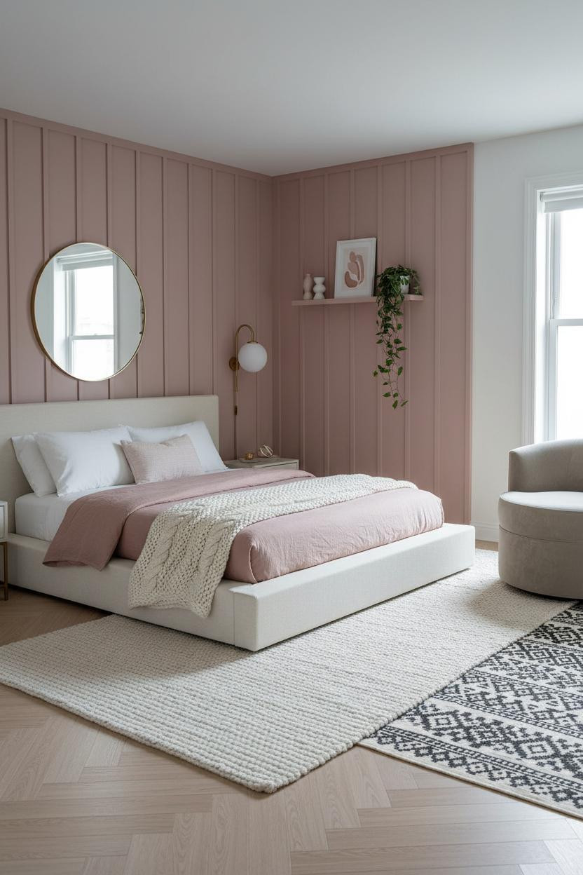 Small Teen Bedroom Dusty Rose Accent Wall