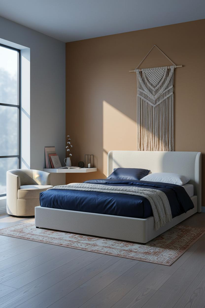 Small Teen Bedroom Macrame Accent Wall