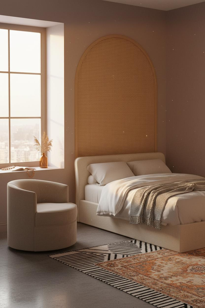 Small Teen Bedroom Boho Cane Headboard