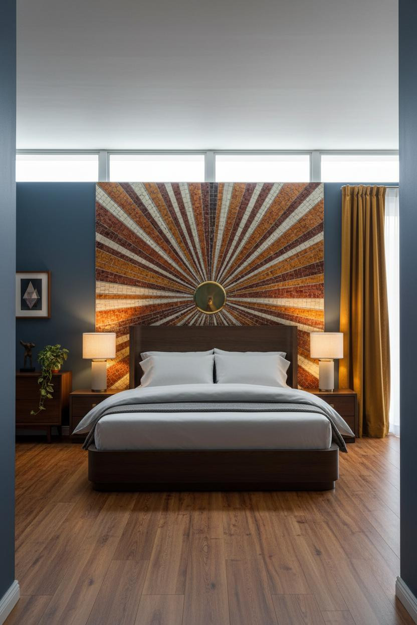 60s Bedroom Atomic Sunburst Tile Wall