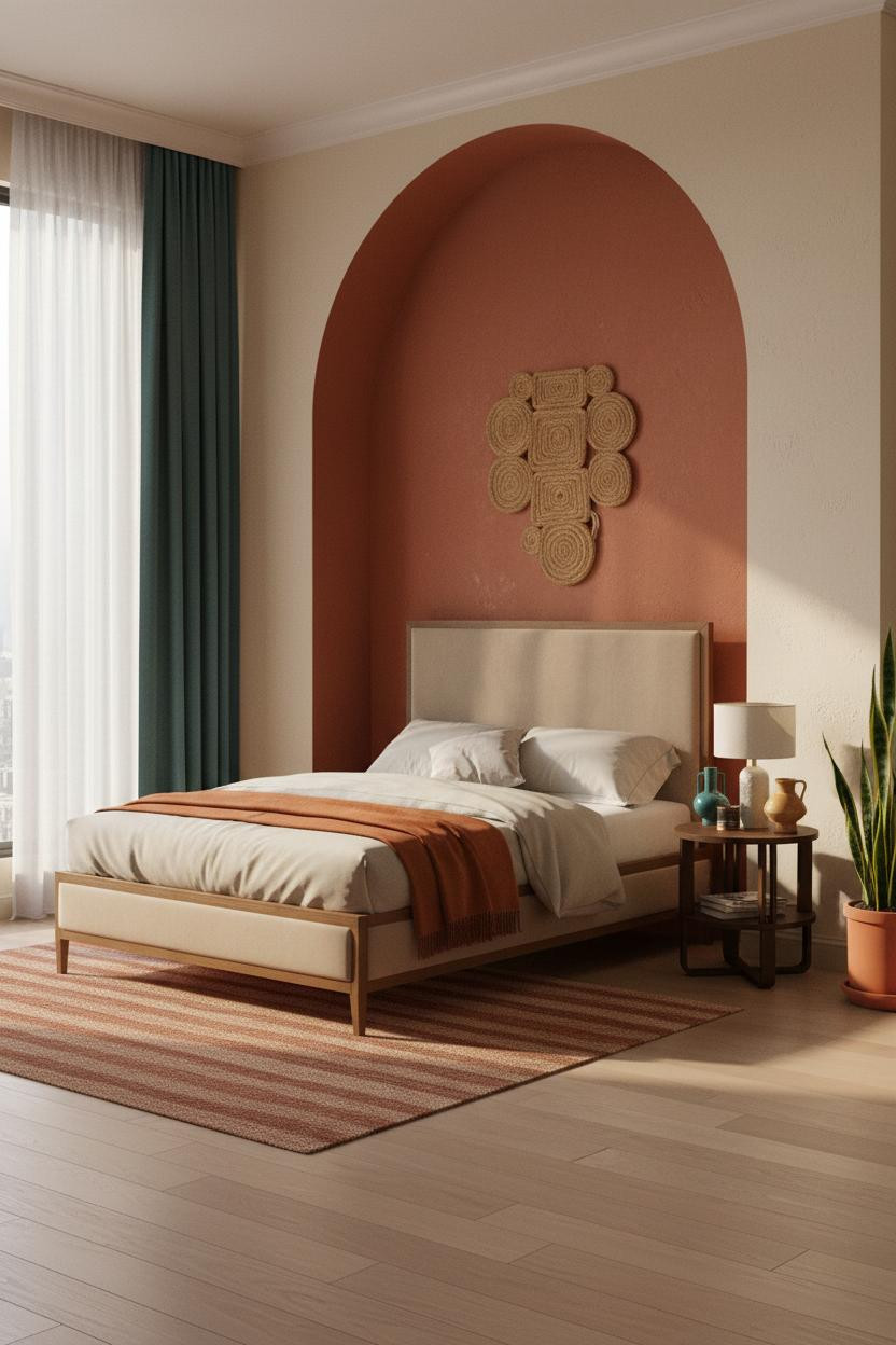 Colorful Bedroom Ideas Maximalist Warm Terracotta Alcove