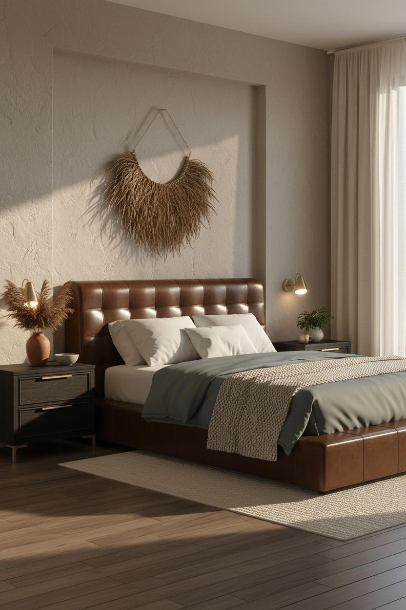 Black Bed Frame Japandi Bedroom Greige Walls