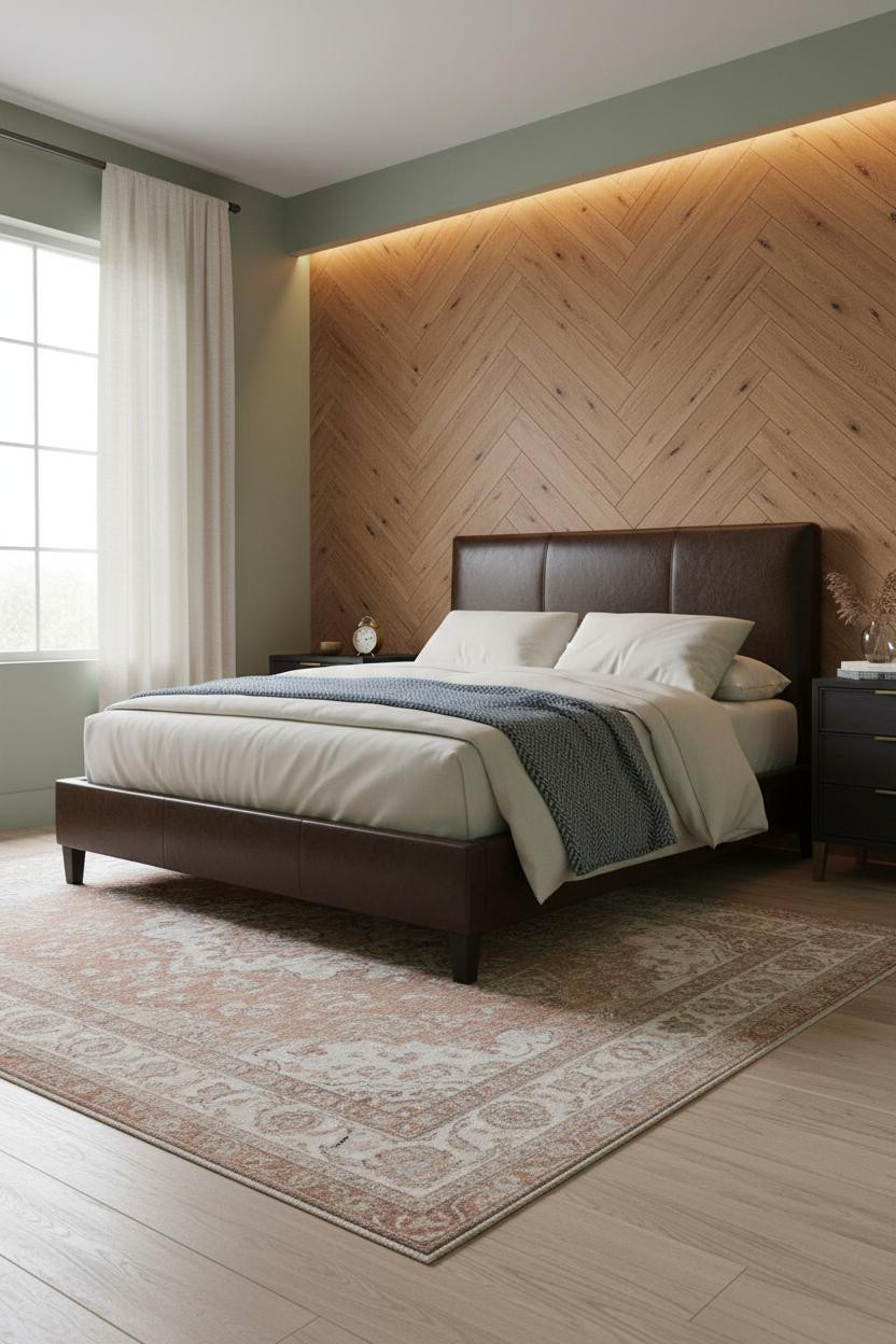 Black Bed Frame Farmhouse Bedroom Herringbone