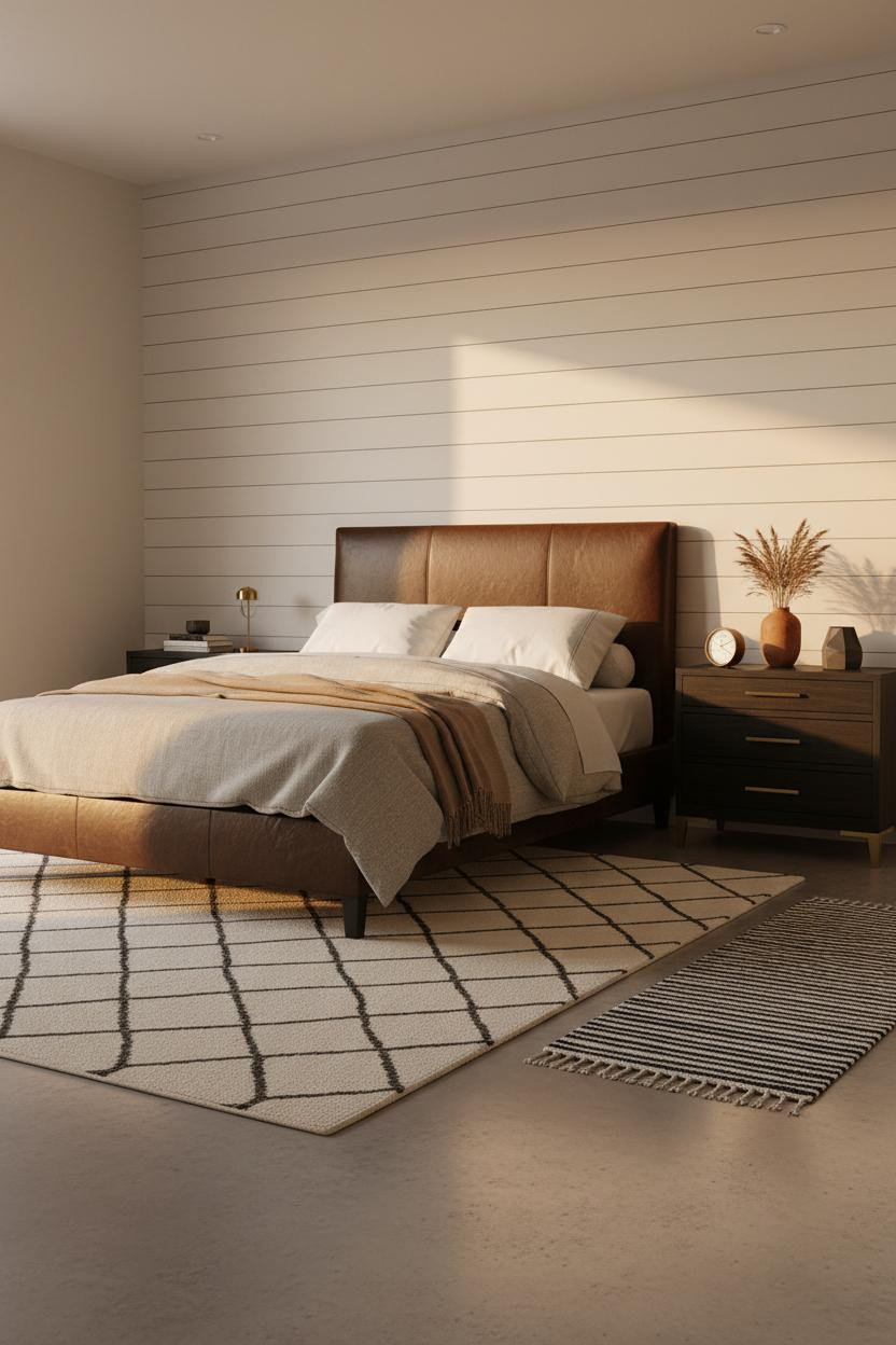 Black Bed Frame Bedroom Shiplap Accent