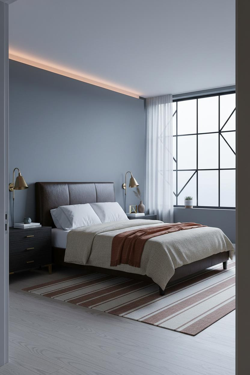 Black Bed Frame Bedroom Slate Walls