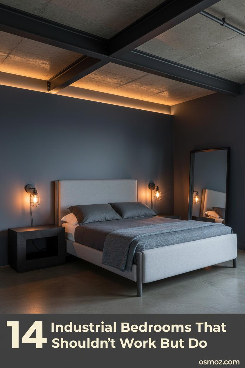 14+ Modern Industrial Bedrooms That Are Dark but Still Feel Open