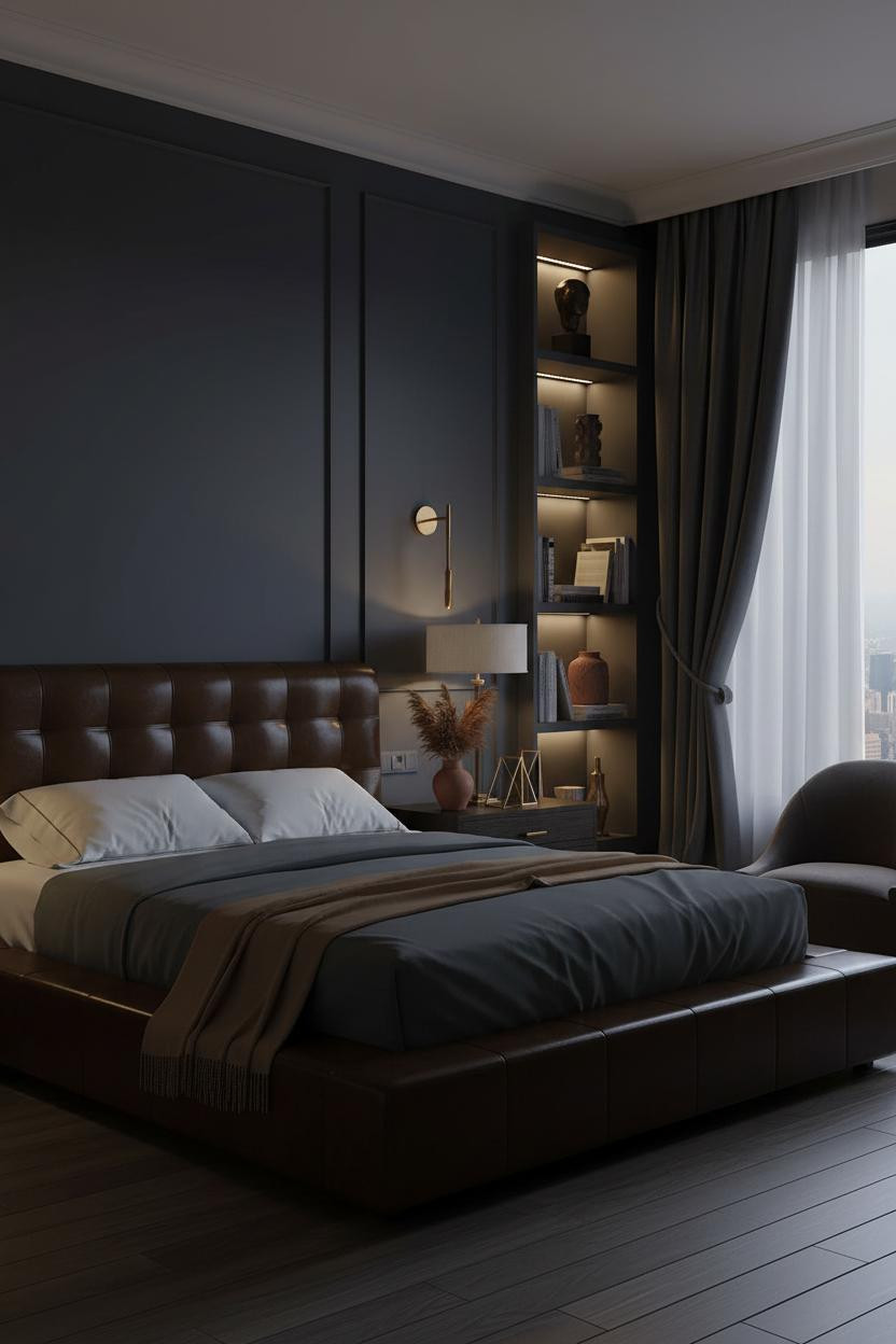 Expensive Bedroom Luxury Navy Modern Master Suite Built In Shelving