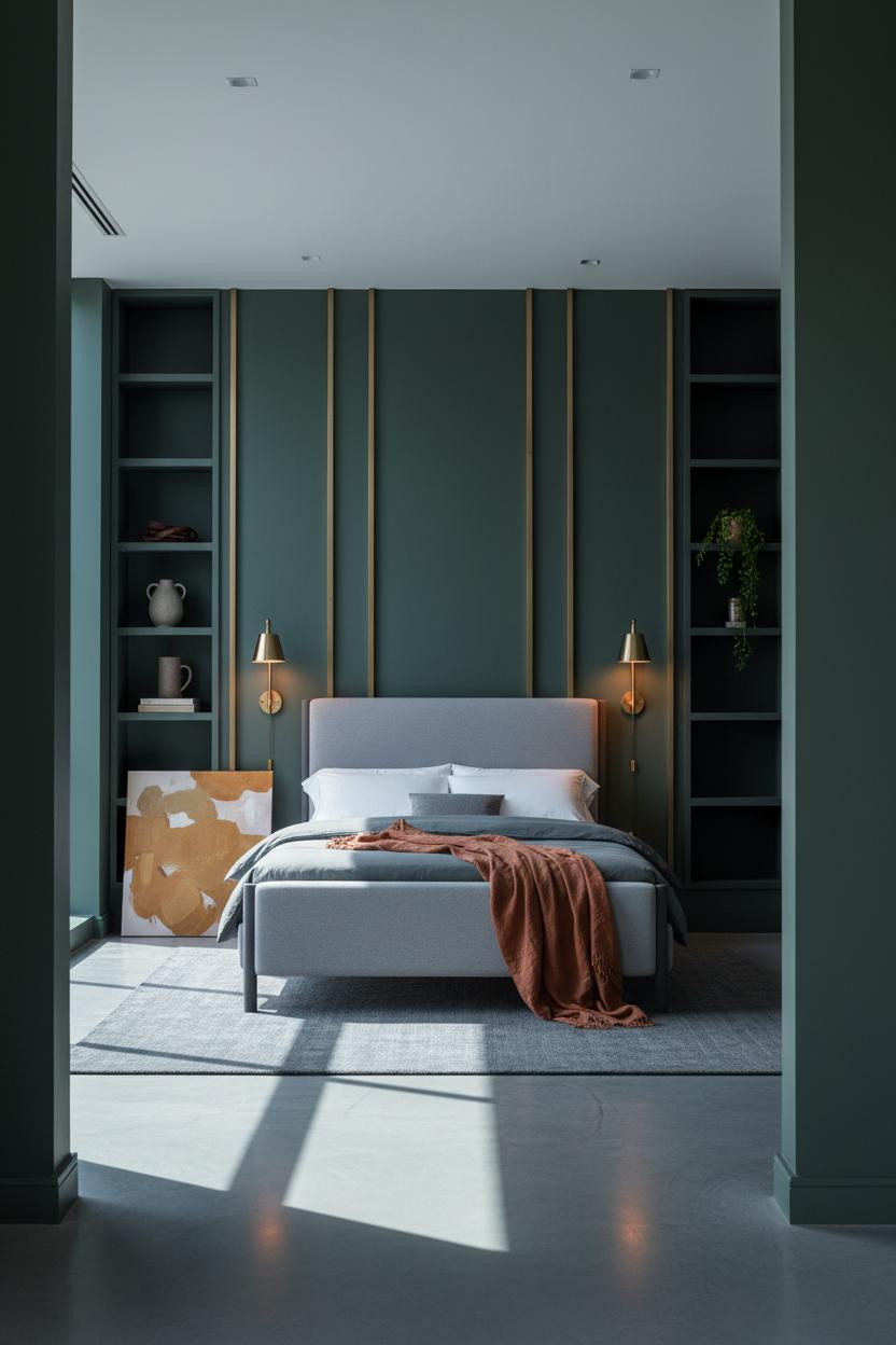 Expensive Bedroom Luxury Modern Master Suite Charcoal Shelving