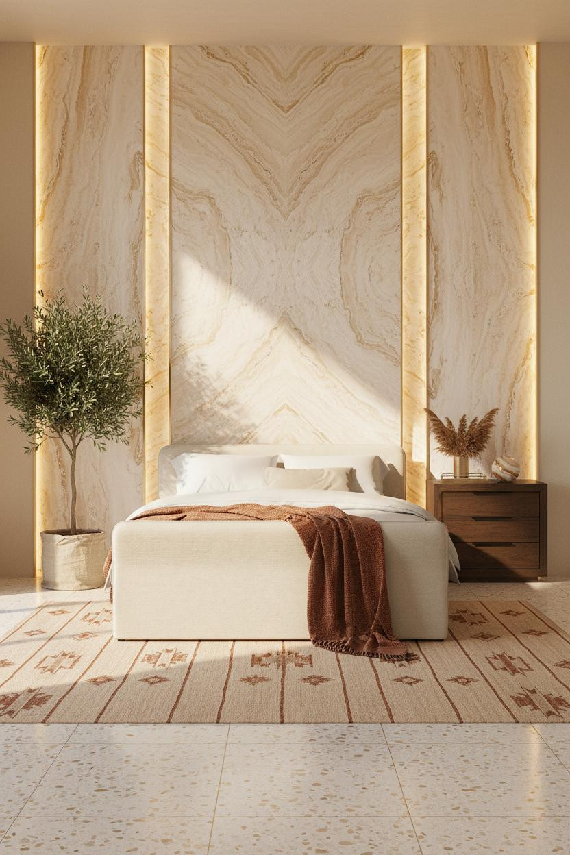 Expensive Bedroom Luxury Travertine Modern Master Suite
