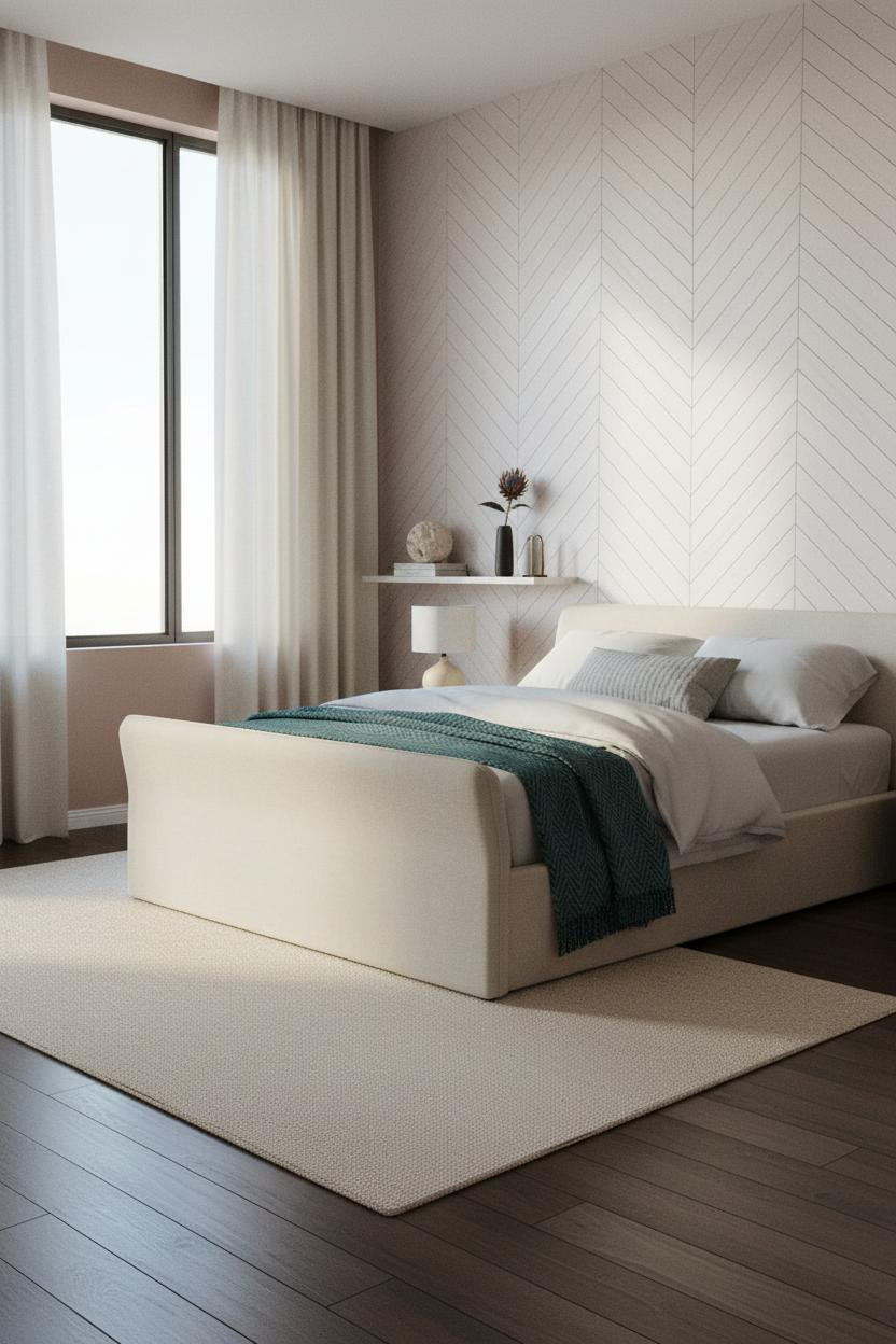 Expensive Bedroom Luxury Modern Japandi Herringbone Oak