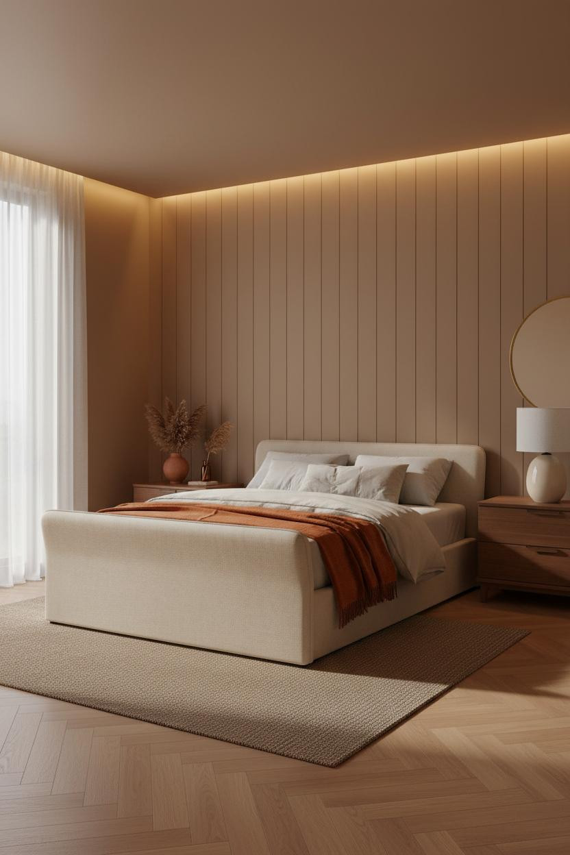 Single Woman Bedroom Clay Accent Wall