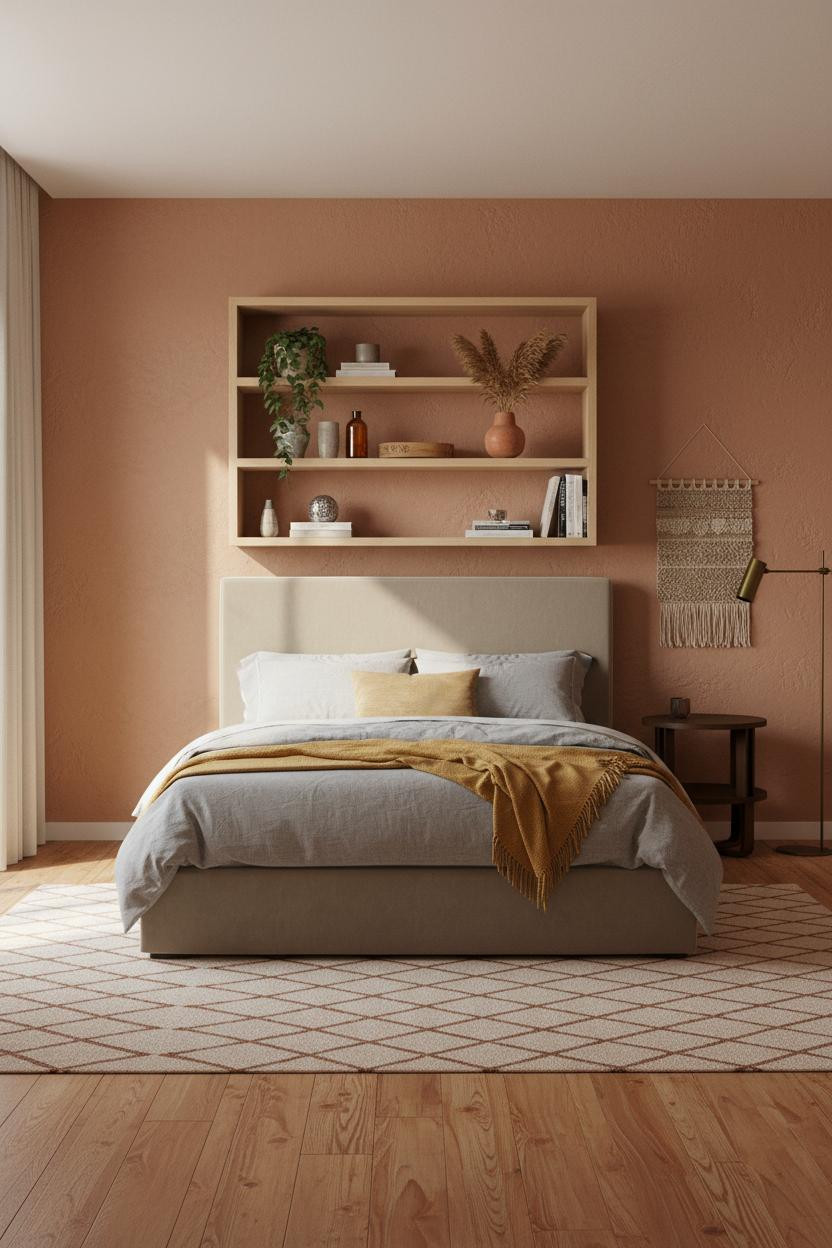 Single Woman Bedroom Boho Shelving Decor