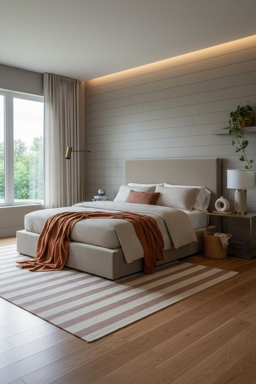 Single Woman Bedroom Greige Shiplap Feminine