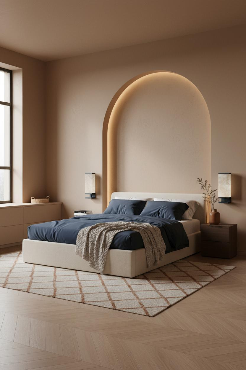 Single Woman Bedroom Arched Niche Modern