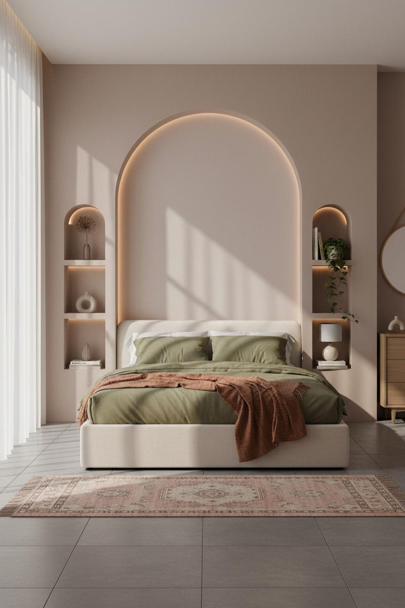 Single Woman Bedroom Botanical Arched Alcove