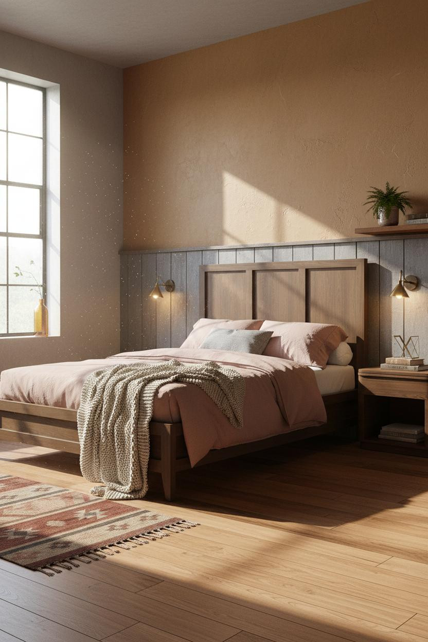 Industrial Farmhouse Bedroom Shiplap Wainscot