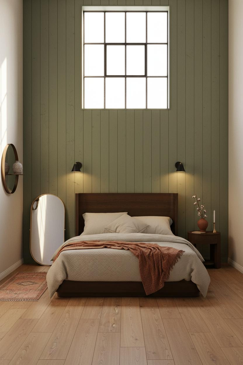 Industrial Farmhouse Bedroom Sage Shiplap Window