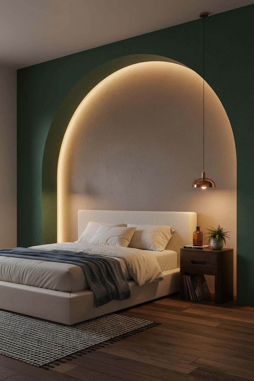 Earth Tone Green Bedroom Forest Arch