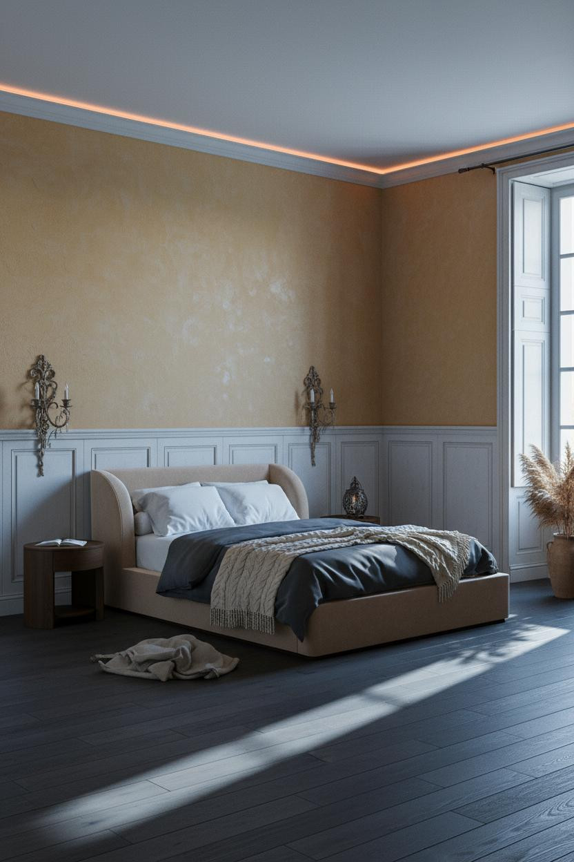 French Countryside Bedroom Provence Limewash Wainscoting