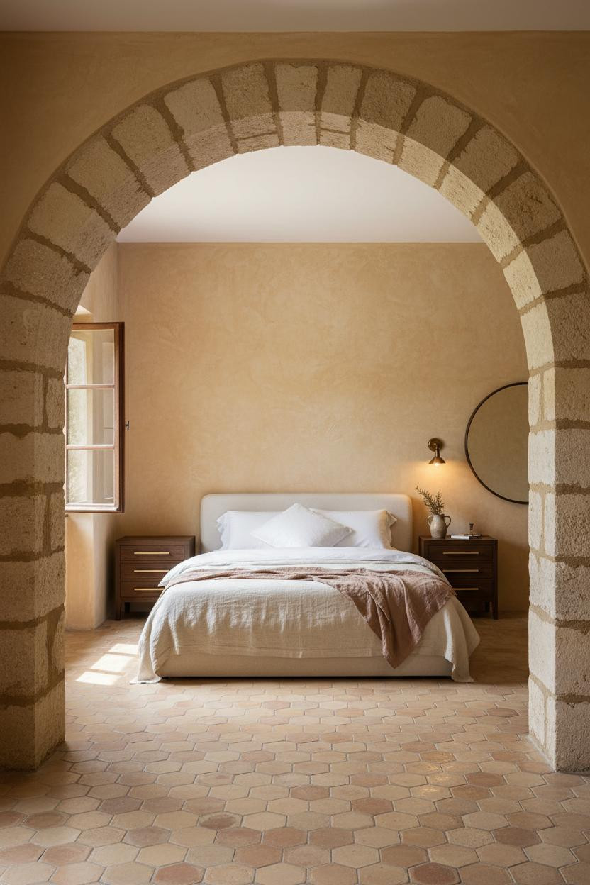 French Countryside Bedroom Stone Archway Provence