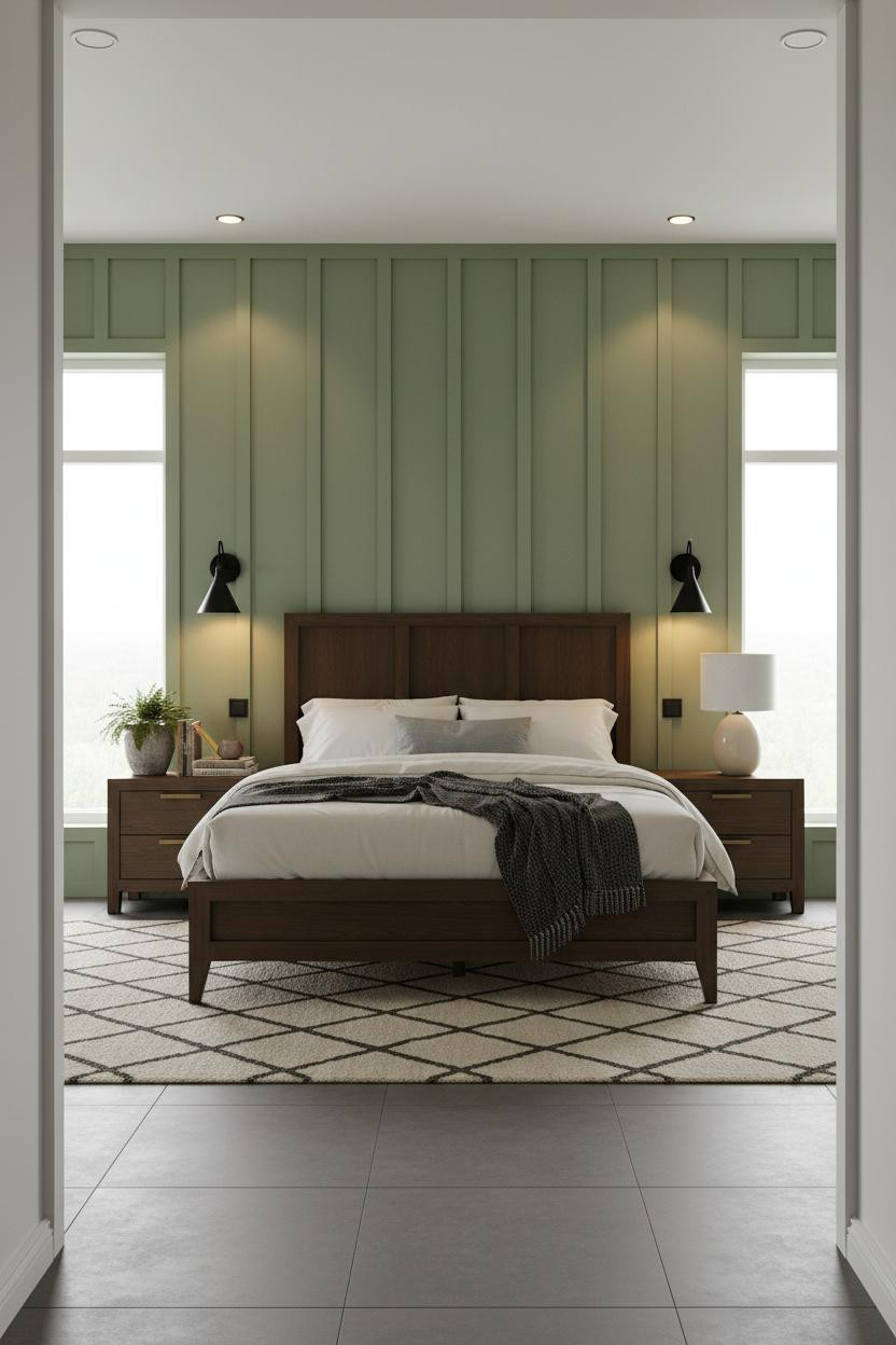 Mens Bedroom Colors Sage Green Board and Batten