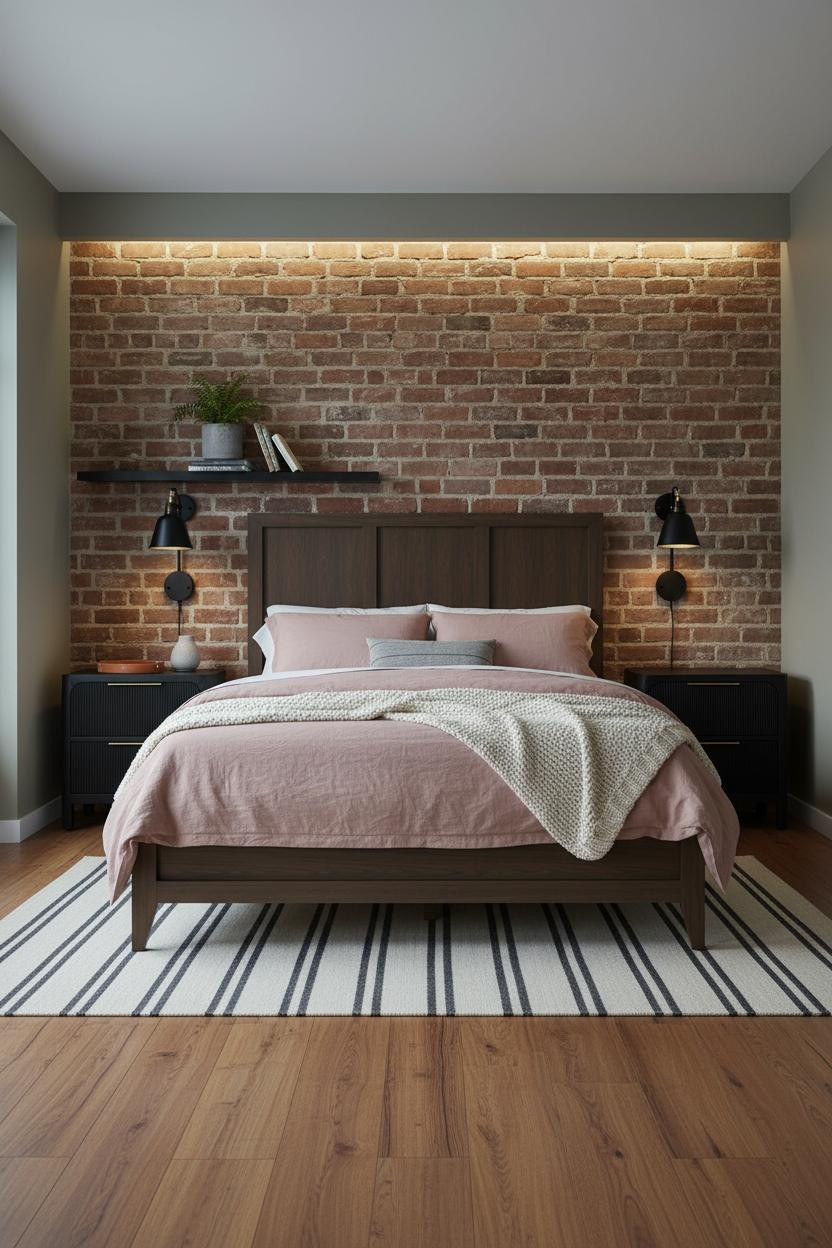 Mens Bedroom Colors Grey Brick Accent