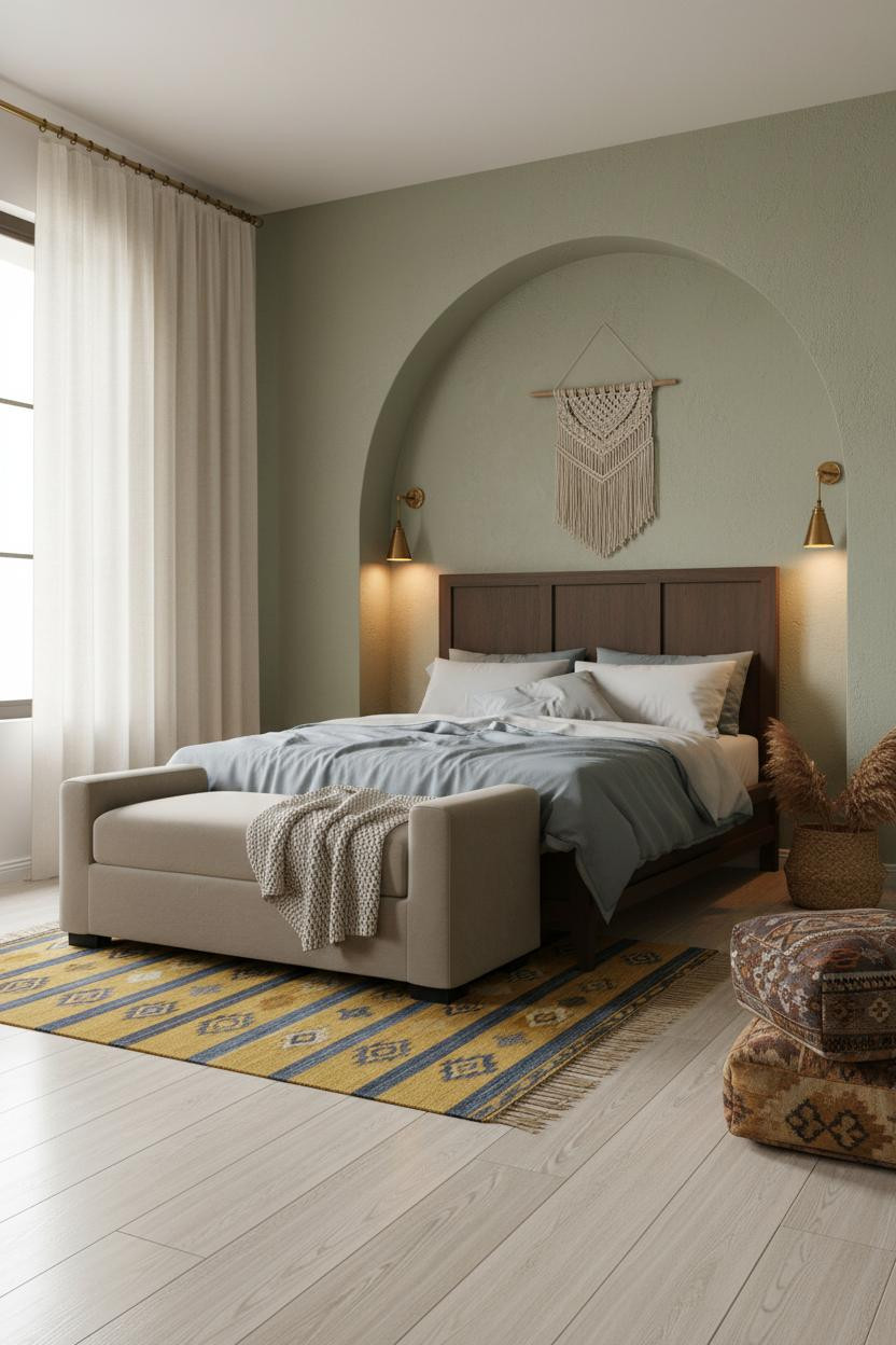 Boho Chic Bedroom Sage Arch Alcove