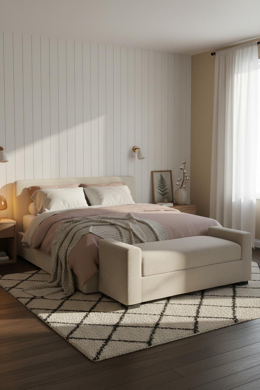 Farmhouse Bedroom Whitewashed Wood and Soft Linen