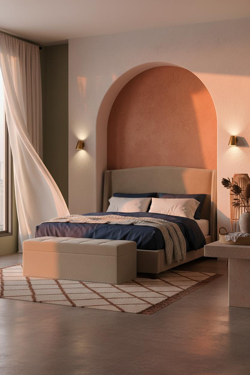 Coastal Boho Bedroom Terracotta Arch Niche