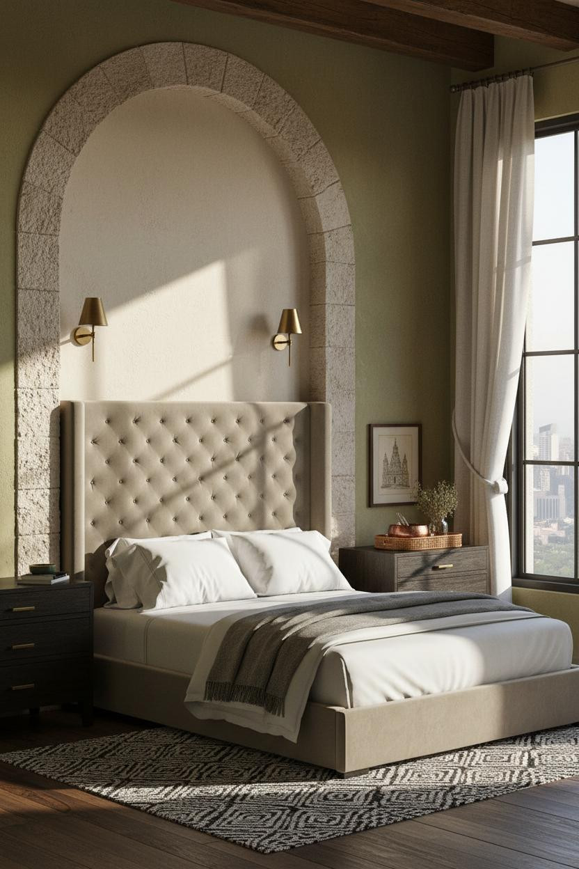 Mediterranean Bedroom Tuscan Alcove Morning Light