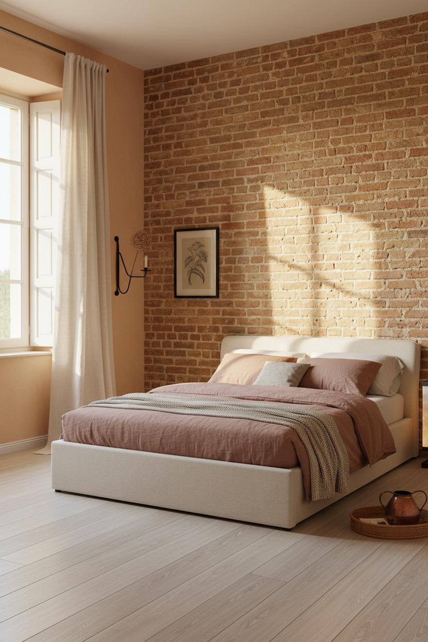 Mediterranean Bedroom Exposed Brick Spanish Modern