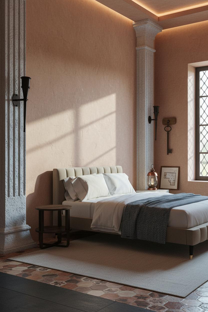 Mediterranean Bedroom Spanish Columns Light