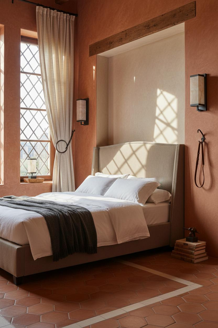 Mediterranean Bedroom Terracotta Plaster Alcove