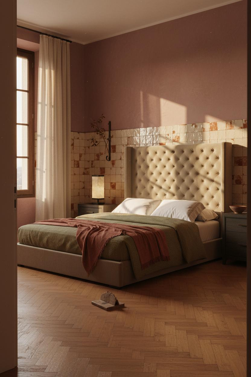 Mediterranean Bedroom Zellige Tile Warm Lighting