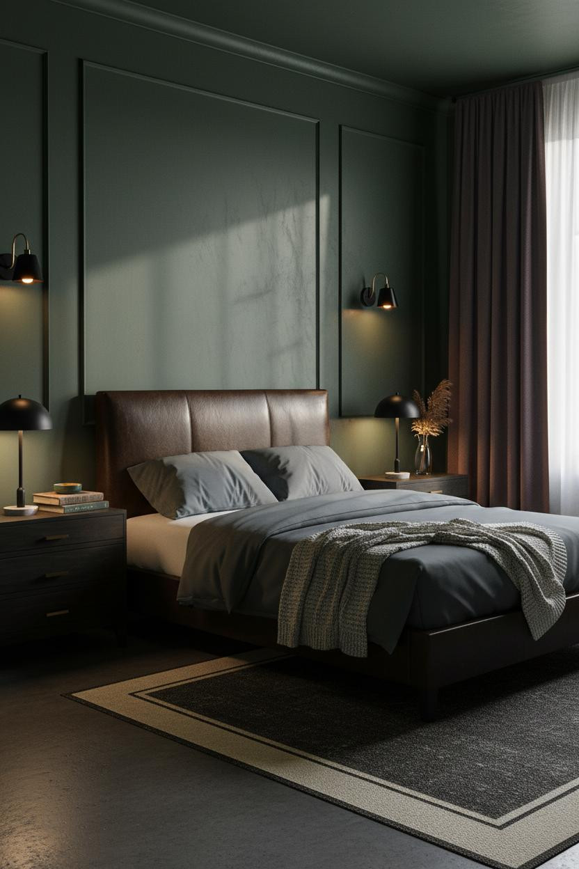 Dark Moody Bedroom Forest Green Velvet