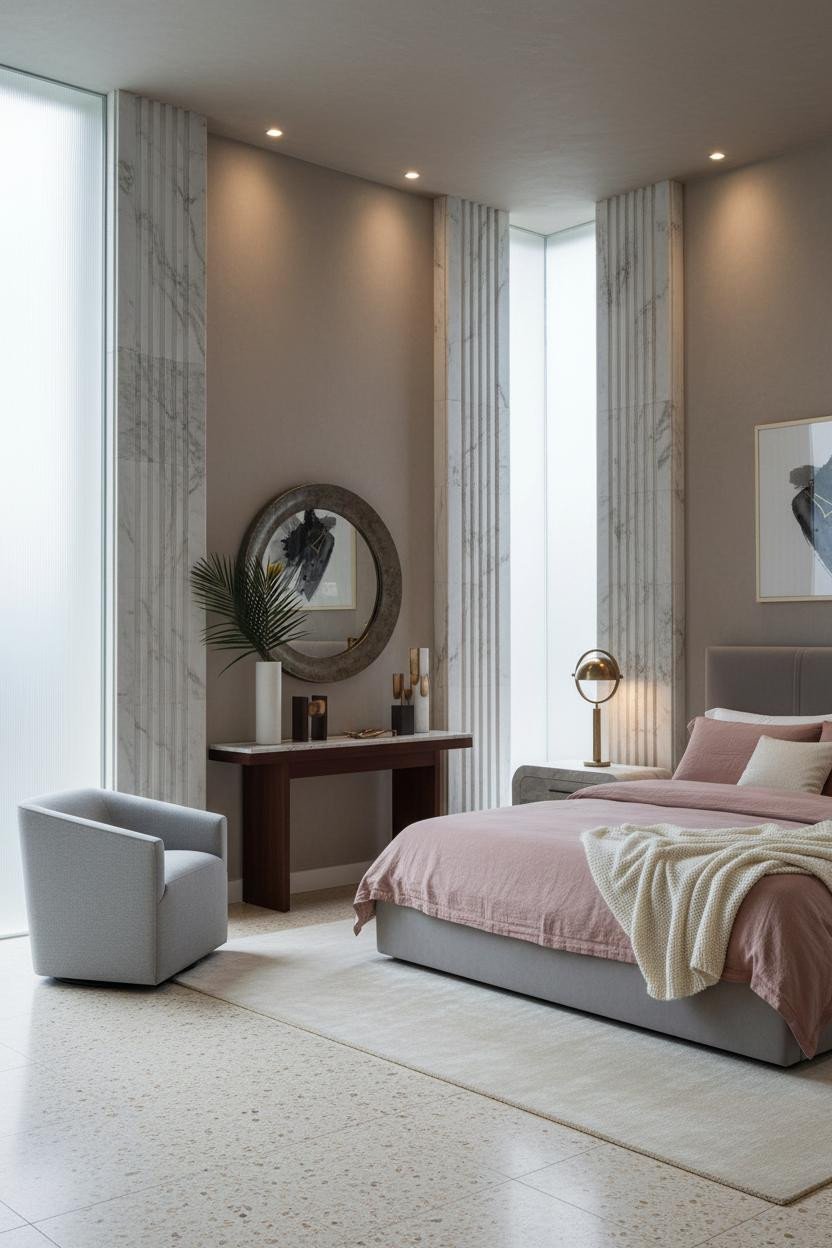 Luxury Bedroom Marble Columns Modern Master