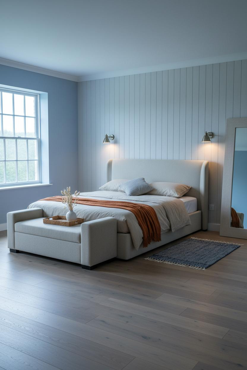 Blue Cottage Bedroom Coastal Paneling