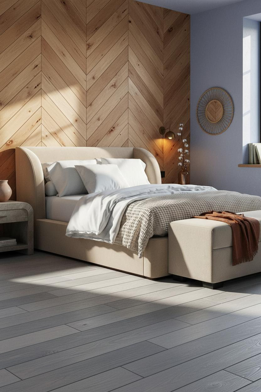 Blue Cottage Bedroom Periwinkle Herringbone
