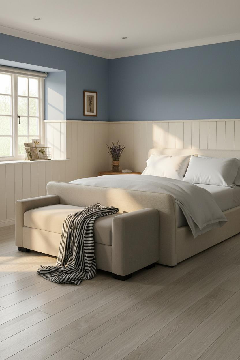 Blue Cottage Bedroom Cornflower Wainscoting
