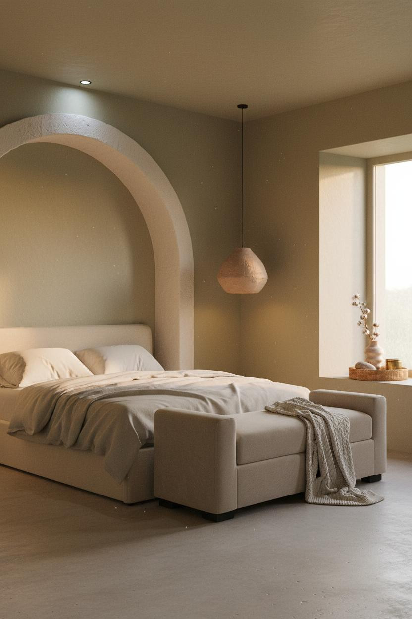 Blue Cottage Bedroom Warm Sage Arch
