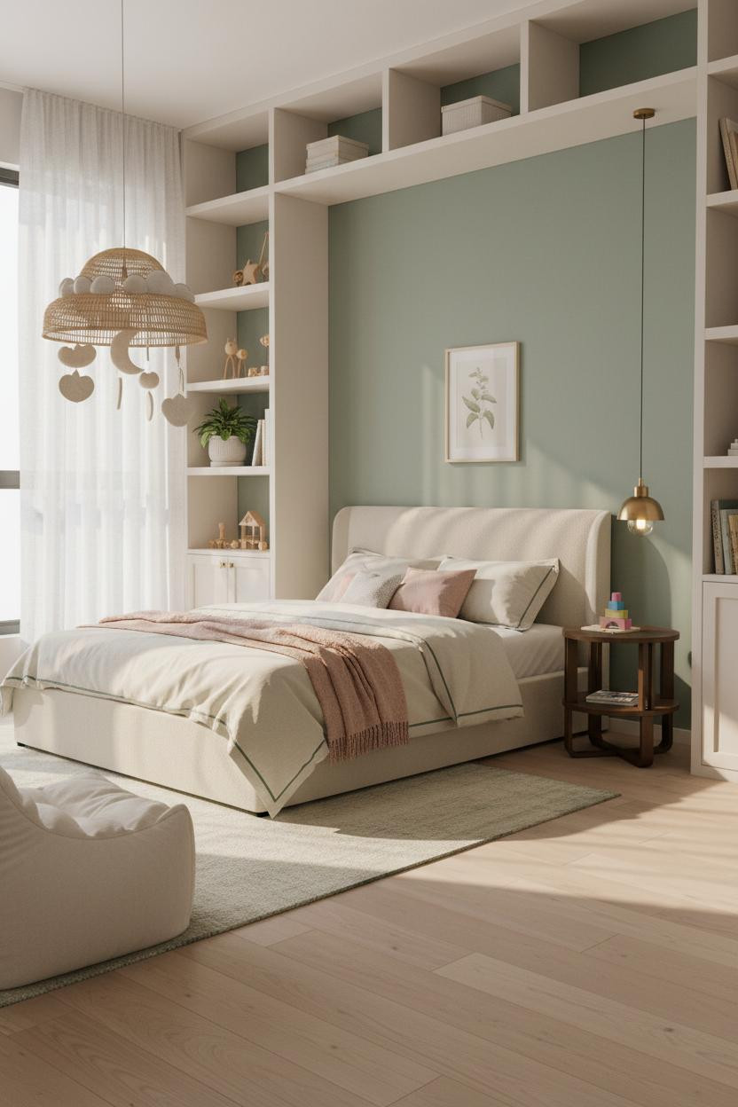 Luxury Kids Bedroom Scandinavian Oak Shelving