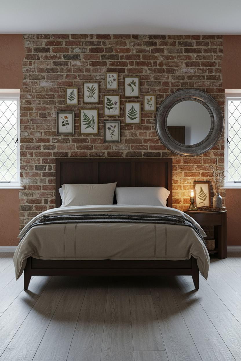 Vintage Cottagecore Bedroom Brick Botanical