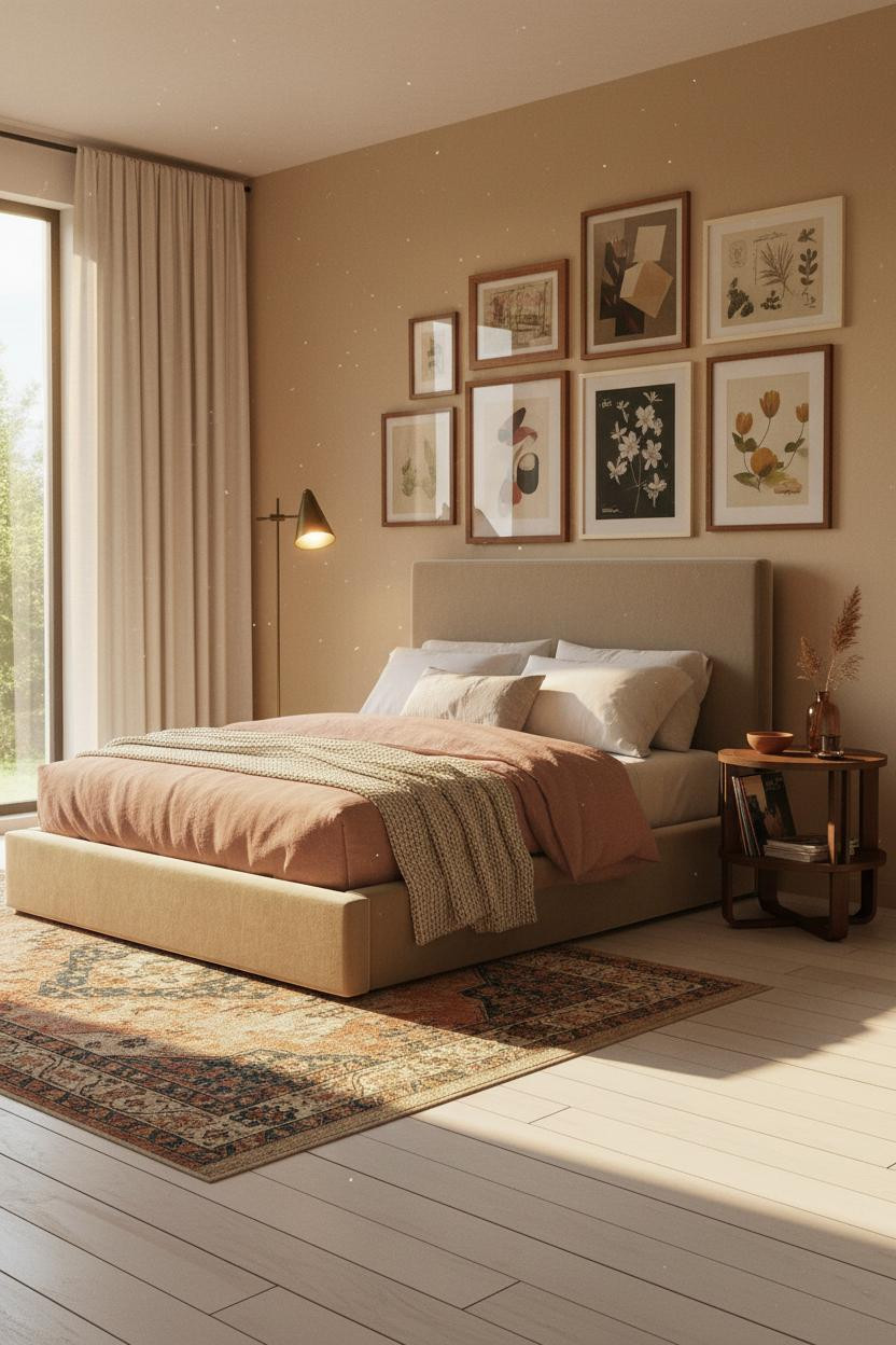 Modern Eclectic Bedroom Vintage Gallery Wall
