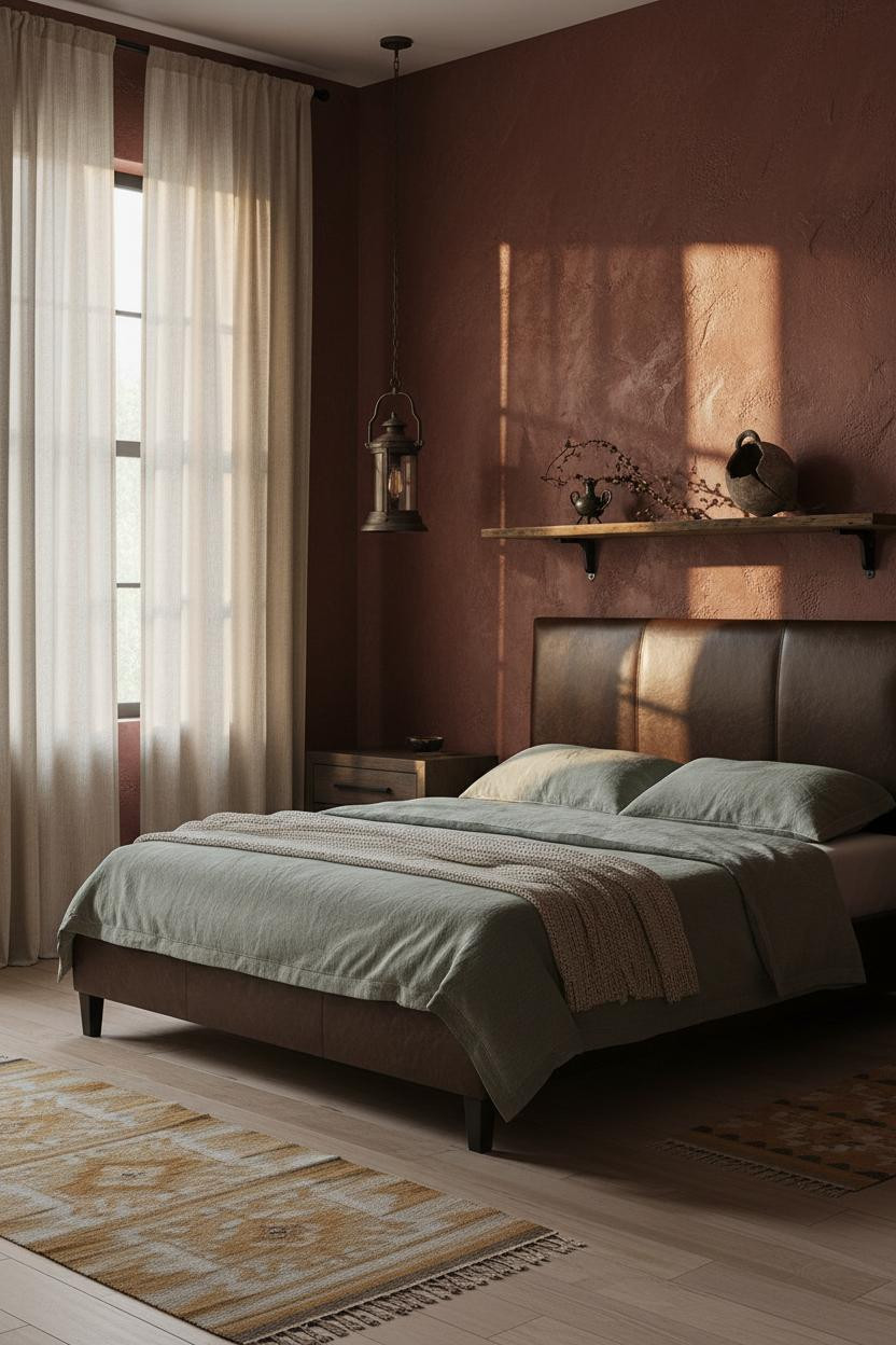 Dark Cottagecore Bedroom Burgundy Plaster