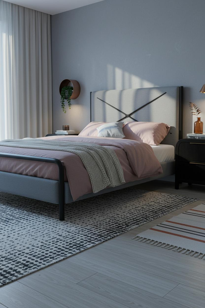 Black Metal Bedframe Bedroom Contemporary Design