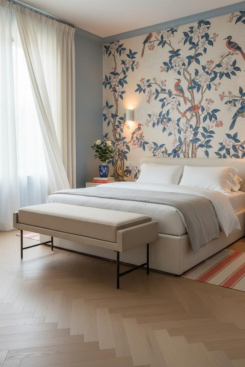 Palm Beach Bedroom Chinoiserie Mural