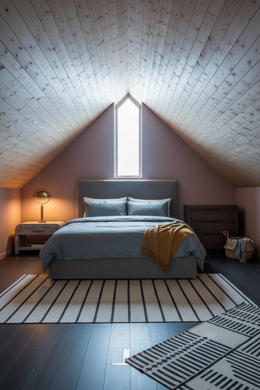 Mezzanine Bedroom Japandi Attic Gabled Ceiling