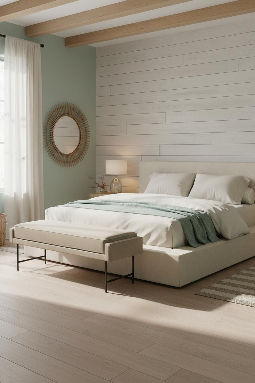 Beach House Bedroom Coastal Whitewashed Shiplap