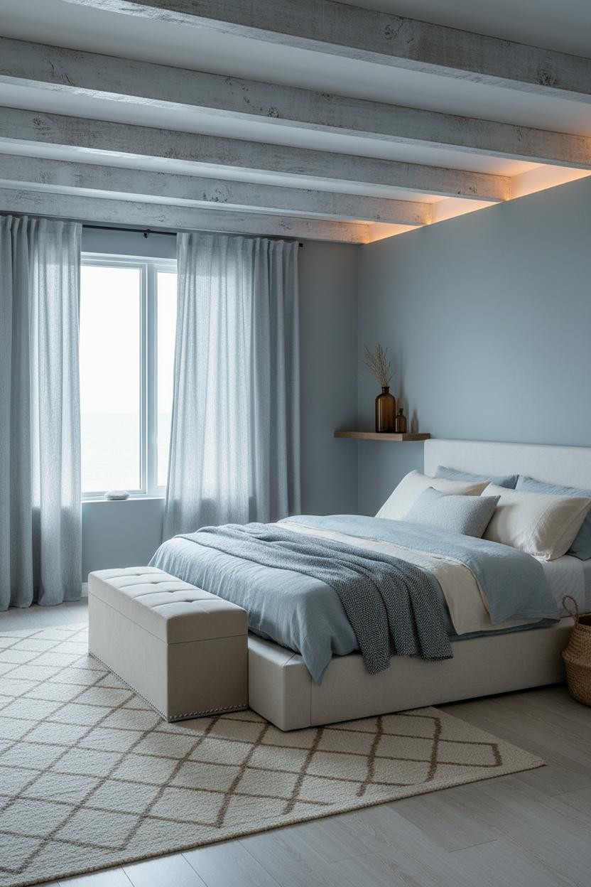 Beach House Bedroom Coastal Timber Beams